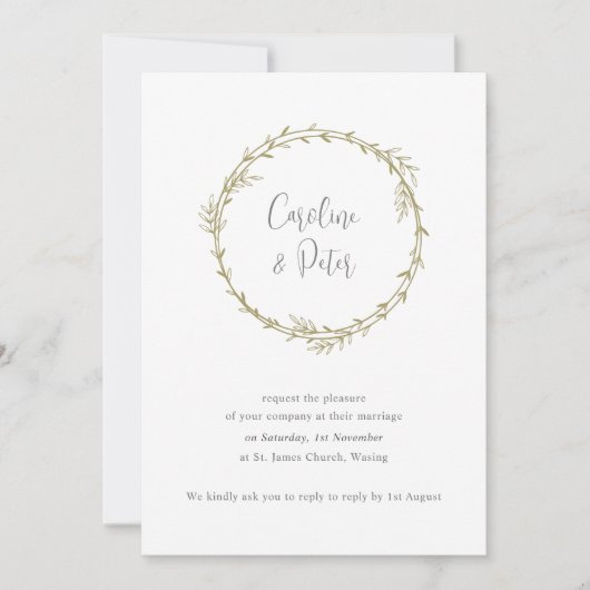 ボホバンブーボタニカルリーフソフトグリーンエレガントリー 招待状 (正面)