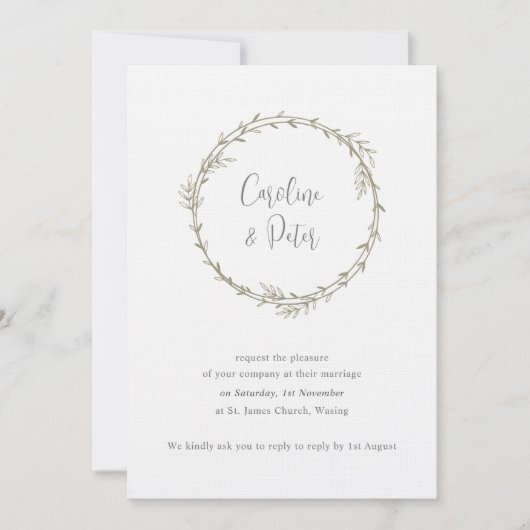 ボホバンブーボタニカルリーフソフトグリーンエレガントリー 招待状 (正面)