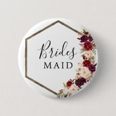 ボホバーガンディブライダルパーティボタンブリデスメイド 缶バッジ (正面)