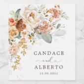 ボホバーンオレンジイエローフローラ結婚式の引き出物 ワインラベル (シングルラベル)