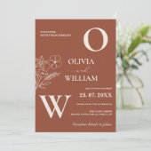 ボホバーンオレンジテラコッタ素朴結婚ズ 招待状 (スタンド正面)