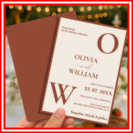 ボホバーンオレンジテラコッタ素朴結婚ズ 招待状