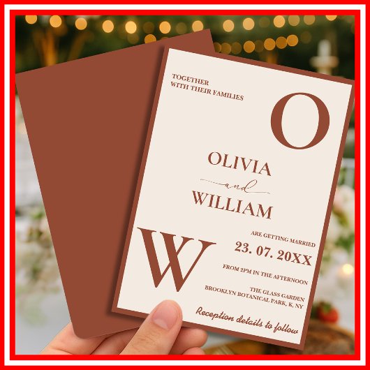 ボホバーンオレンジテラコッタ素朴結婚ズ 招待状