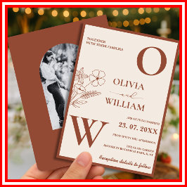 ボホバーンオレンジテラコッタ素朴結婚ズ 招待状