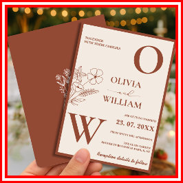 ボホバーンオレンジテラコッタ素朴結婚ズ 招待状