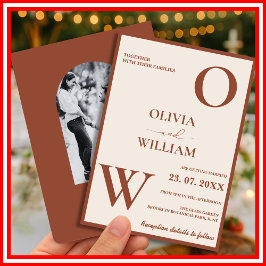 ボホバーンオレンジテラコッタ素朴結婚ズ 招待状