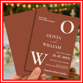 ボホバーンオレンジテラコッタ素朴結婚ズ 招待状