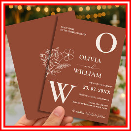 ボホバーンオレンジテラコッタ素朴結婚ズ 招待状