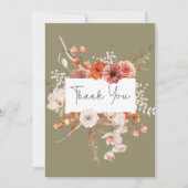 ボホバーンオレンジフローラアーチモノグラムセージ サンキューカード (正面)