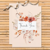 ボホバーンオレンジフローラアーチモノグラムピーチ サンキューカード