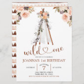 ボホバーンオレンジフローラテペガールファースト誕生日 招待状 (正面/裏面)