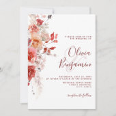 ボホバーンオレンジラストレッドフローラパンパ結婚ス 招待状 (正面)