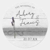 ボホバ素朴ーラップラベンダーワイルドフラワー結婚ズ ラウンドシール (正面)