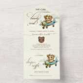 ボホパイロットテディベア機内ベビーシャワー オールインワン招待状 (内側)