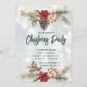 ボホパインコーン枝クリスマスパーティー 企業の 招待状 (正面/裏面)