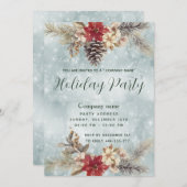 ボホパインコーン枝ホリデーパーティ企業のー 招待状 (正面/裏面)