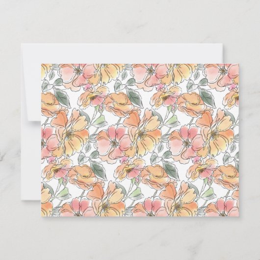 ボホパステルウォーターカラーフローラブライダルシャワーカスタム ノートカード (裏面)