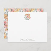 ボホパステルウォーターカラーフローラブライダルシャワーカスタム ノートカード (正面/裏面)