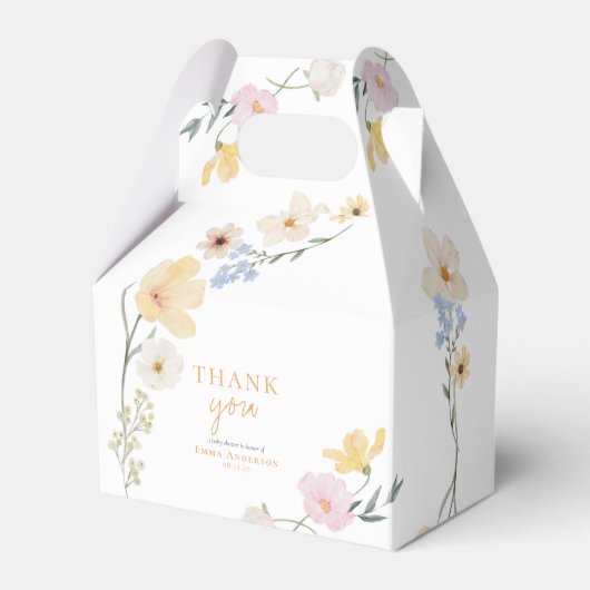 ボホパステルエレガントワイルドフラワーベビーシャワー フェイバーボックス (正面サイド)