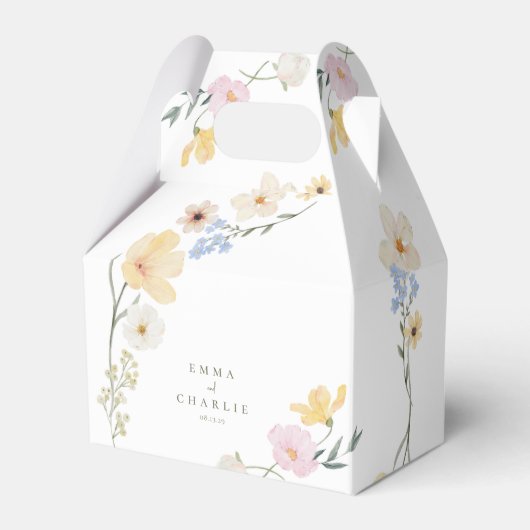 ボホパステルエレガントワイルドフラワー結婚ズ フェイバーボックス (正面サイド)