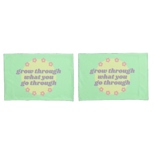 ボホパステルガーリーグリーン引用文レトロフラワーズ 枕カバー (フロントセット)