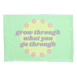 ボホパステルガーリーグリーン引用文レトロフラワーズ 枕カバー