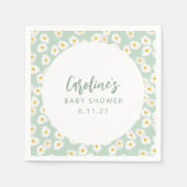 ボホパステルセージデイジーフローラカスタムベビーシャワー スタンダードカクテルナプキン (正面)