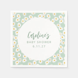ボホパステルセージデイジーフローラカスタムベビーシャワー スタンダードカクテルナプキン