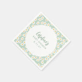 ボホパステルセージデイジーフローラカスタムベビーシャワー スタンダードカクテルナプキン (角)