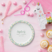 ボホパステルセージデイジーフローラカスタムベビーシャワー ペーパープレート (パーティー)