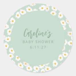 ボホパステルセージデイジーフローラカスタムベビーシャワー ラウンドシール