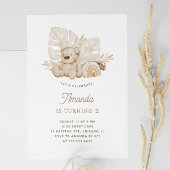 ボホパステルテディベアのおもちゃ。かわいい子供の誕生日 招待状