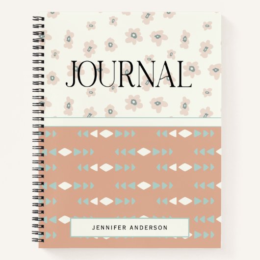 ボホパステルパーソナライズされたフローラおもしろいジャーナル ノートブック (正面)