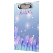 ボホパステルパープルピンクの羽の輝きと名前 クリップボード (左)