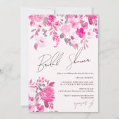 ボホパステルピンクの手色彩の鮮やかのフローラブライダルシャワー 招待状 (正面)
