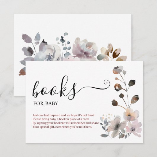 ボホパステルピンクフラワー開花ブックスフォーベビー エンクロージャーカード (正面/裏面)