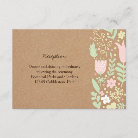 ボホパステルフローラ素朴リース結婚ズ エンクロージャーカード (正面)