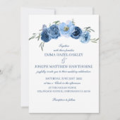 ボホパステルブルー&赤面シックフローラ結婚ズ 招待状 (正面)