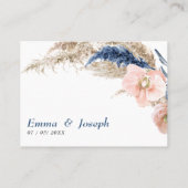 ボホパステルブルー&赤面シック結婚のウェブサイトカード 名刺 (裏面)