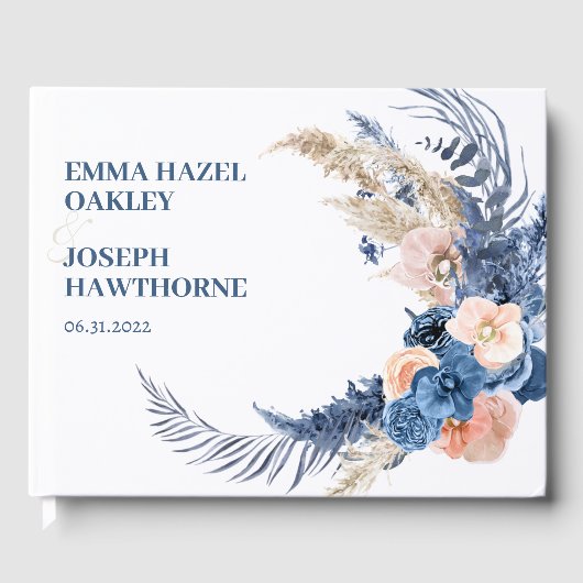 ボホパステルブルー&赤面シック結婚ズ ゲストブック (正面)