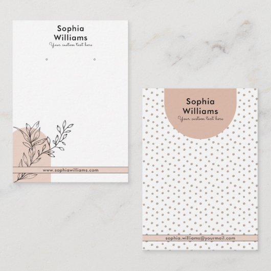 ボホパステルモダンイヤリングジュエリーディスプレイカード コーリングカード (正面/裏面)