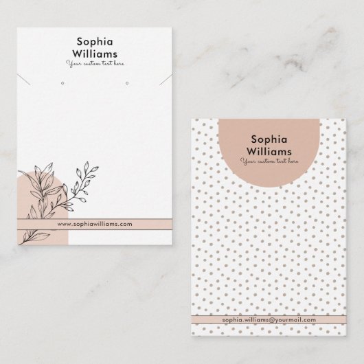 ボホパステルモダンネックレス&イヤリングディスプレイカード コーリングカード (正面/裏面)