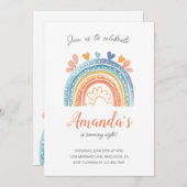 ボホパステルレインボーガールズバースデーパーティー 招待状 (正面/裏面)