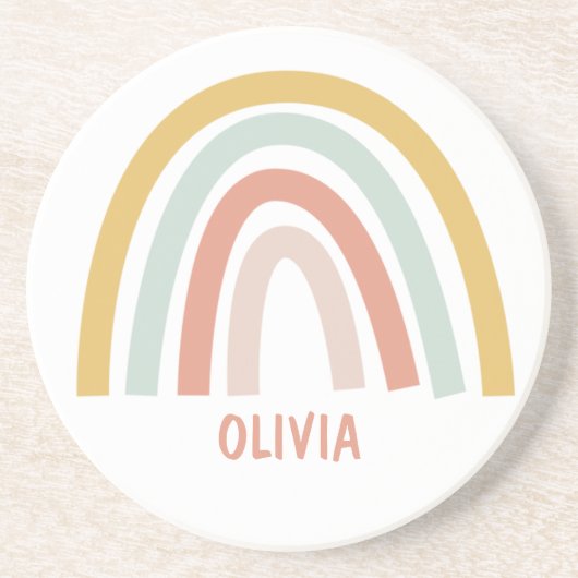 ボホパステルレインボーパーソナライズされた コースター (正面)