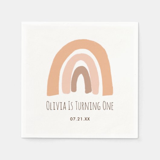 ボホパステルレインボーファースト誕生日ナプキンス スタンダードカクテルナプキン (正面)