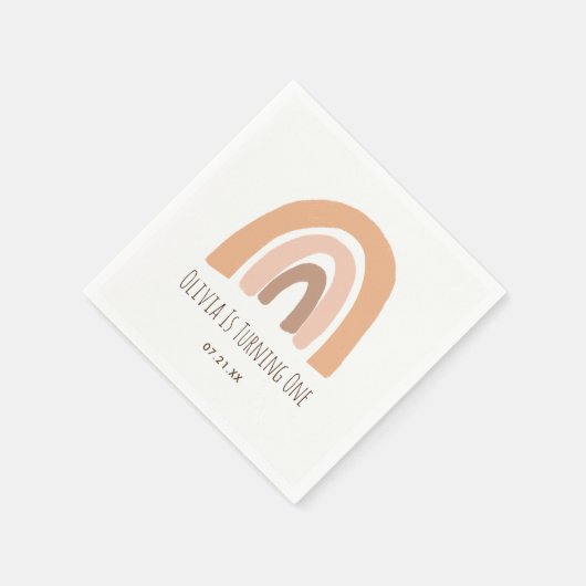 ボホパステルレインボーファースト誕生日ナプキンス スタンダードカクテルナプキン (角)