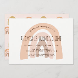 ボホパステルレインボーファースト誕生日招待状 招待状