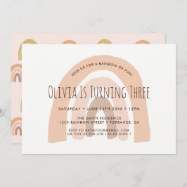 ボホパステルレインボー3rdバースデー招待状 招待状