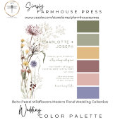 ボホパステルワイルドフラワーズモダンフローラディナー オールインワン招待状