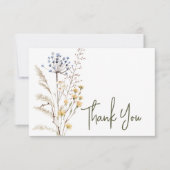 ボホパステルワイルドフラワーズモダンフローラ結婚ズ サンキューカード (正面)